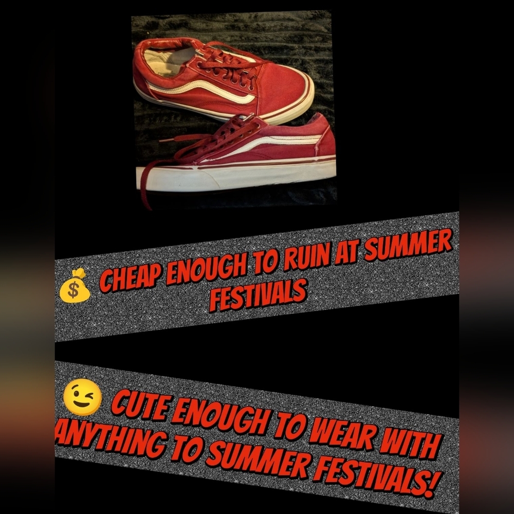 Red Canvas Sneakers with White Stripe